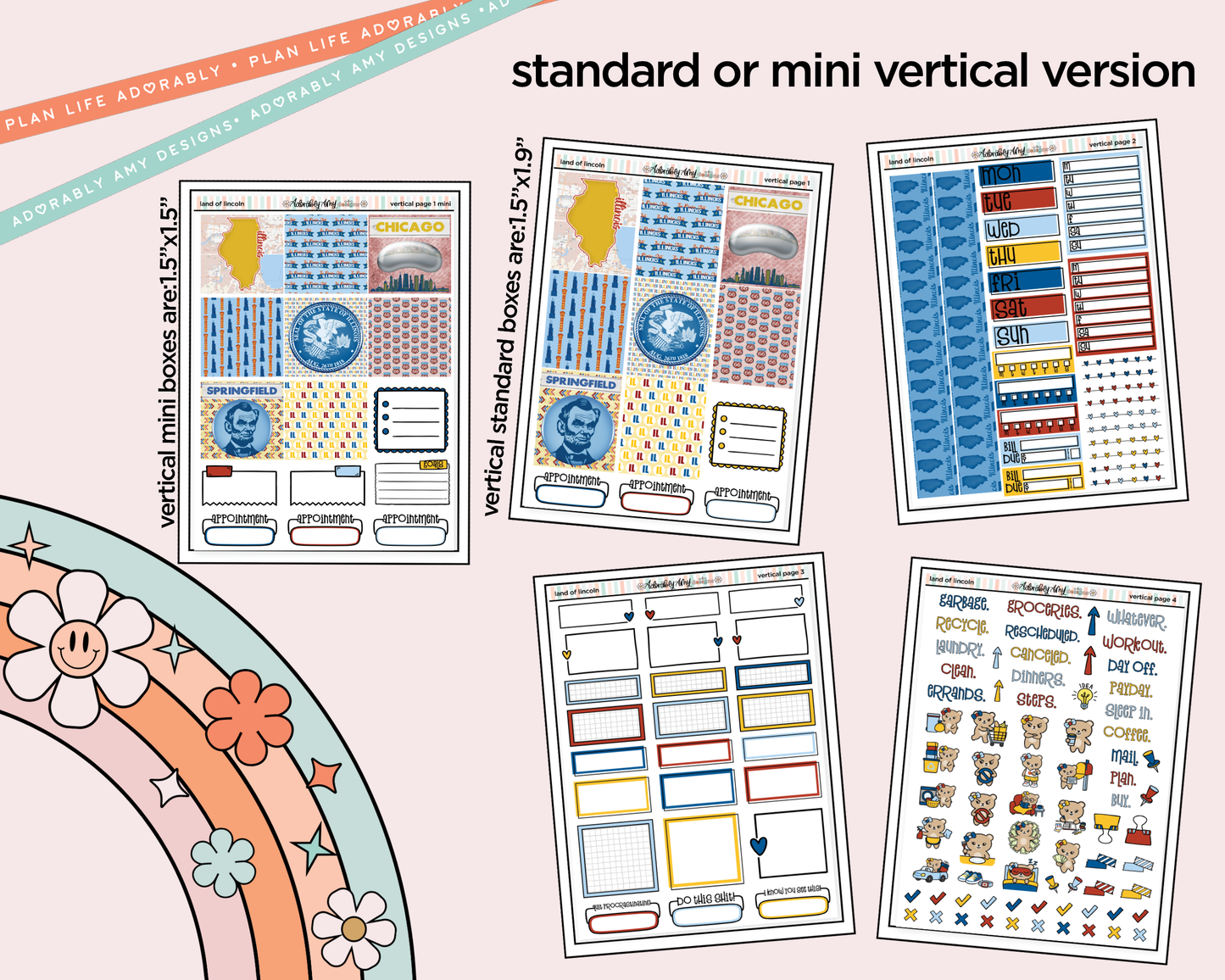Vertical Land of Lincoln Kit for Vertical Standard Size Planners or Insert