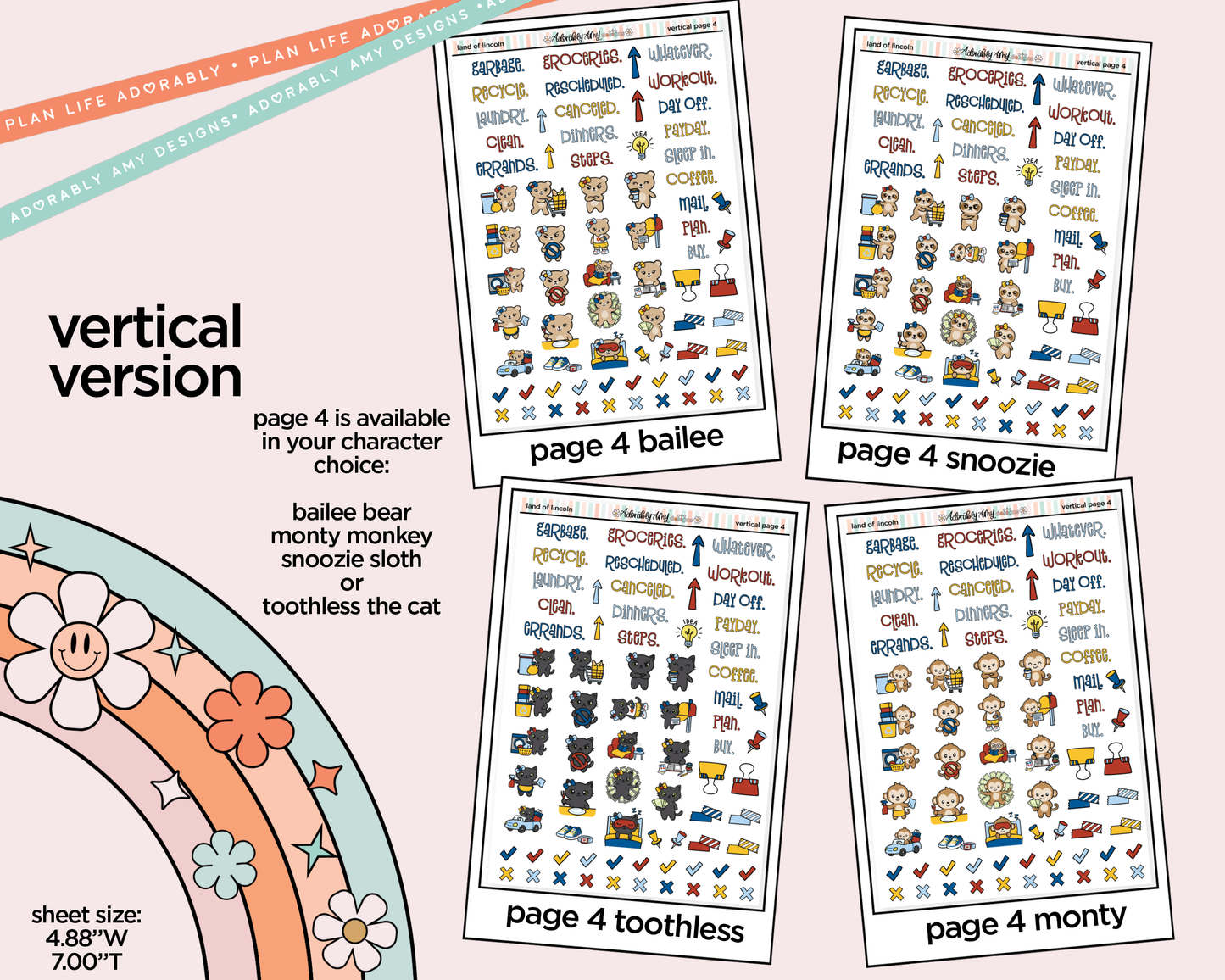 Vertical Land of Lincoln Kit for Vertical Standard Size Planners or Insert