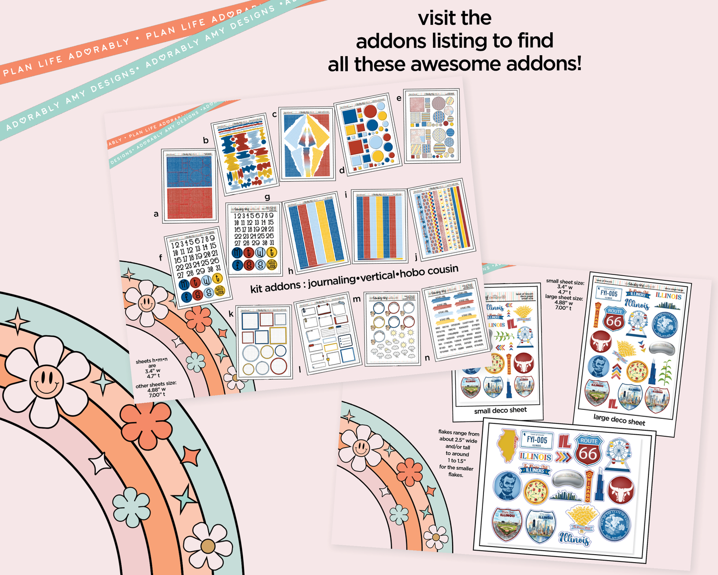 Hobonichi Cousin Weekly Land of Lincoln Planner Sticker Kit for Hobo Cousin or Similar Planners
