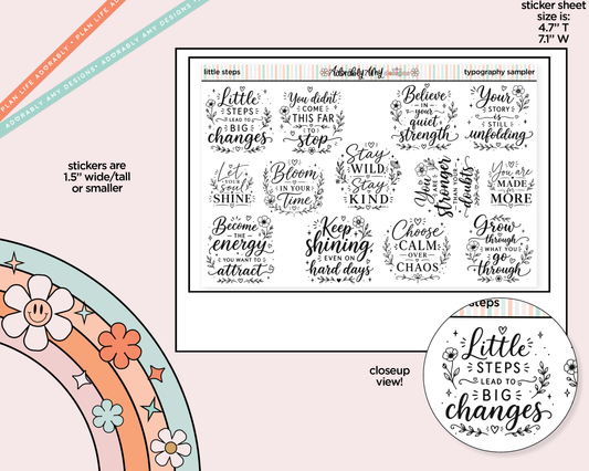 Little Steps Motivational Deco Typography Sampler Planner Stickers - Adorably Amy Designs