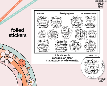 Foiled Little Steps Motivational Deco Typography Sampler Planner Stickers