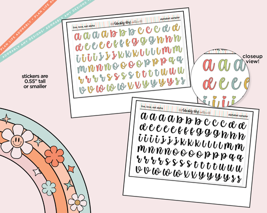 Live, Love, Eat Alphabet Stickers Deco Typography Sampler Planner Stickers