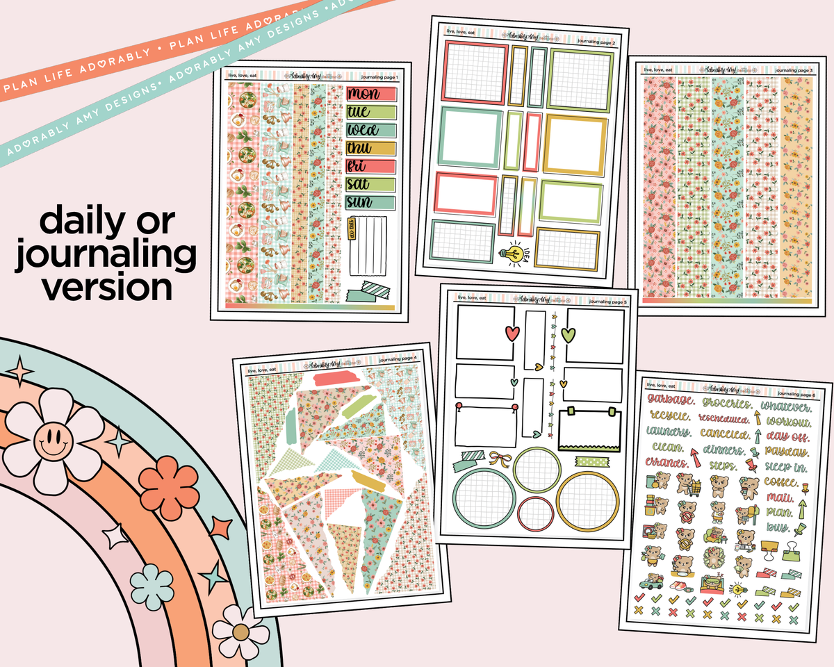 Journaling and Daily Planning Live, Love, Eat Planner Sticker Kit