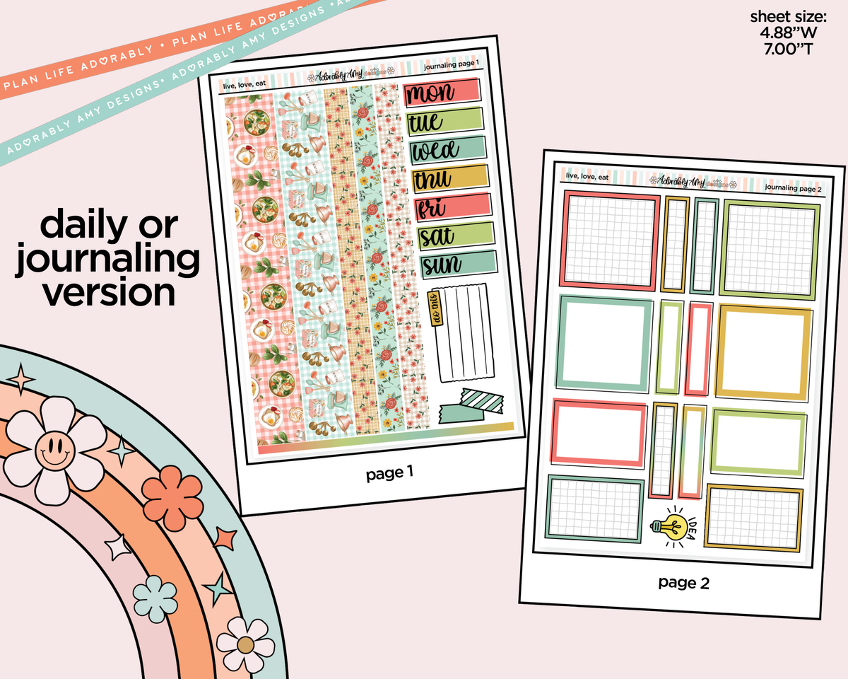 Journaling and Daily Planning Live, Love, Eat Planner Sticker Kit