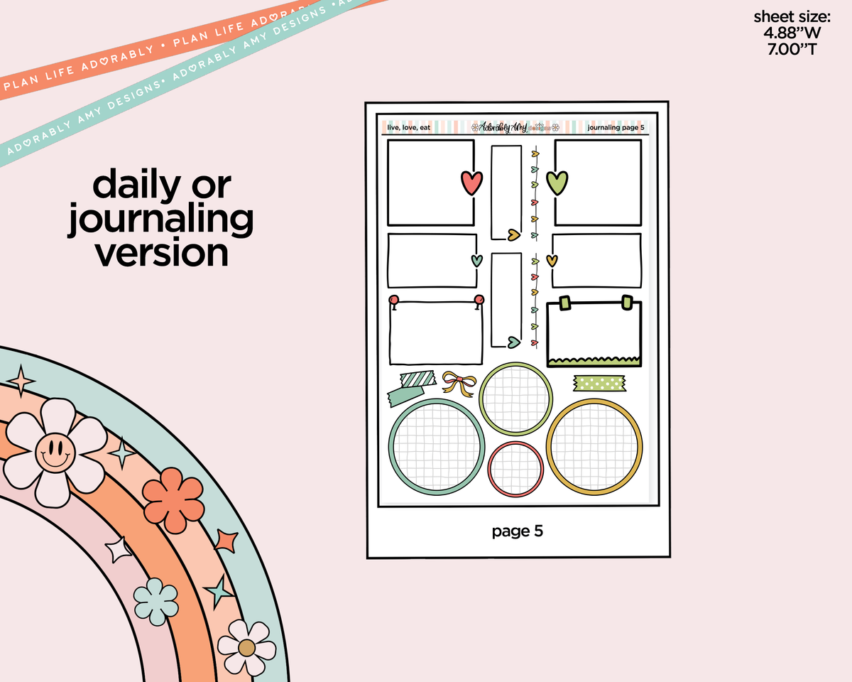Journaling and Daily Planning Live, Love, Eat Planner Sticker Kit