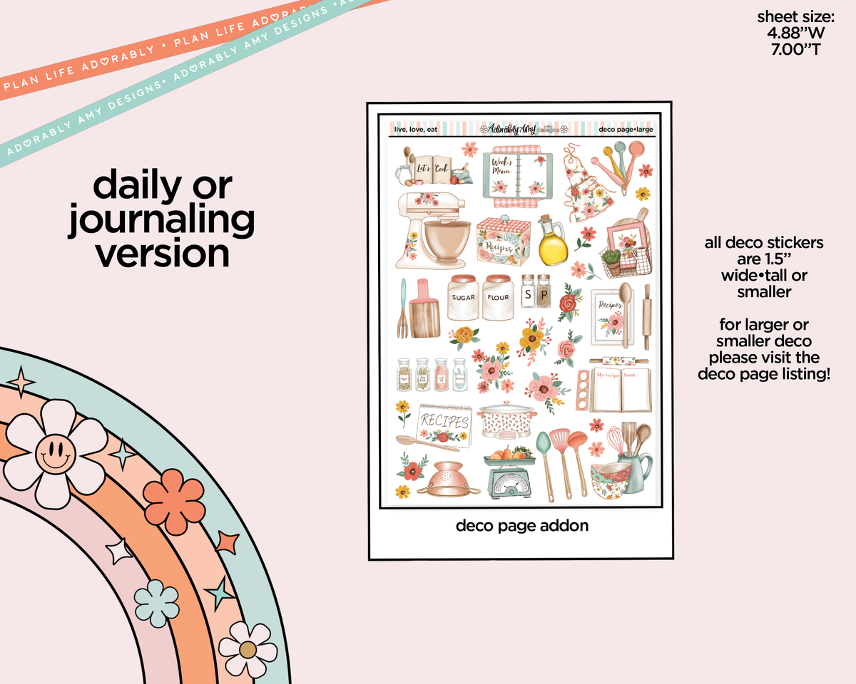Journaling and Daily Planning Live, Love, Eat Planner Sticker Kit