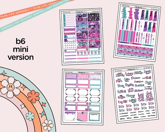 Mini B6 Livin' the Dream Halloween Planner Sticker Kit sized for ANY Vertical Insert