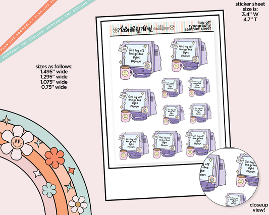 Log Off and Fight Facscim Typography Sampler Planner Stickers - Adorably Amy Designs