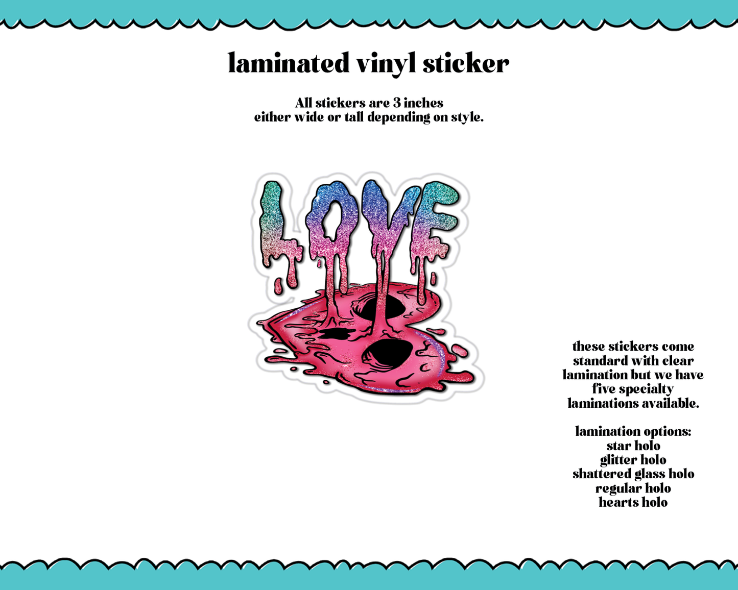 Laminated Vinyl Large Diecut Stickers- Love