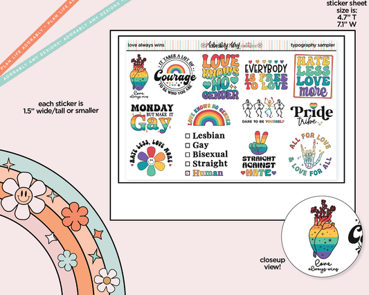 Love Always Wins Deco Typography Sampler Planner Stickers - Adorably Amy Designs