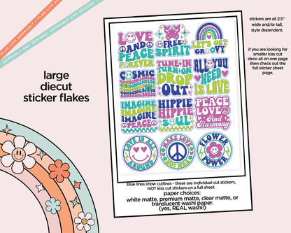 Love and Peace Deco Typography Sampler Planner Stickers