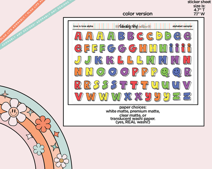 Love is Love Alphabet Stickers Deco Typography Sampler Planner Stickers