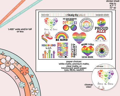 Love is Love Typography Sampler Planner Stickers