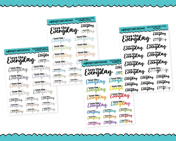 Rainbow or Black Love the Everyday Typography Planner Stickers for any Planner or Insert
