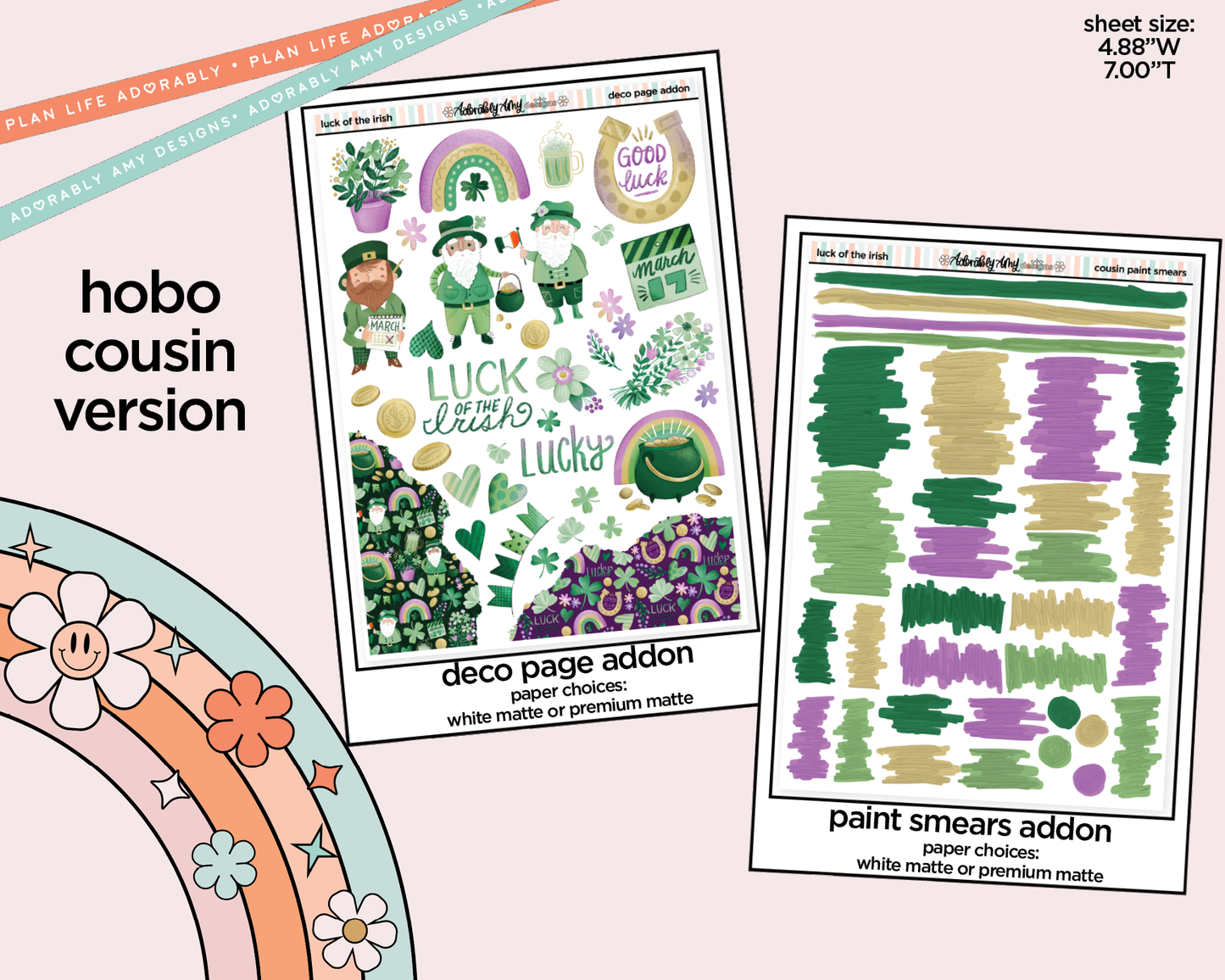 Hobonichi Cousin Weekly Luck of the Irish Planner Sticker Kit for Hobo Cousin or Similar Planners