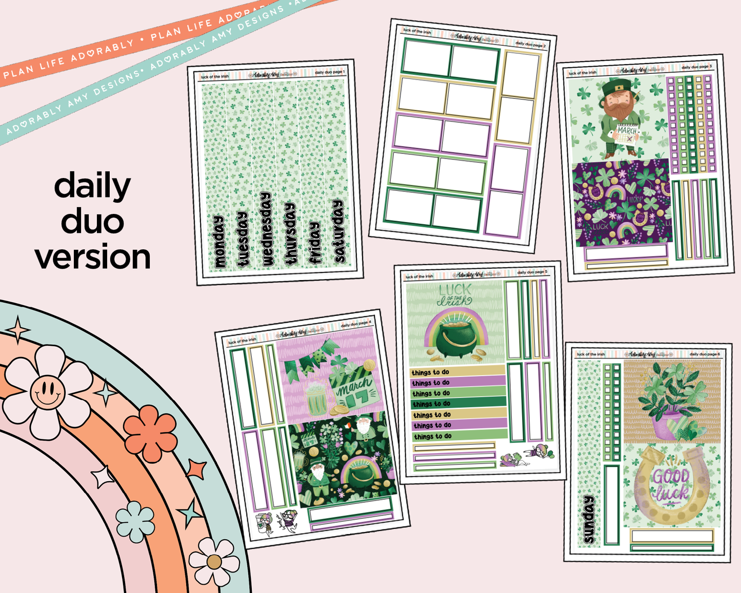 Daily Duo Luck of the Irish Weekly Planner Sticker Kit for Daily Duo Planner