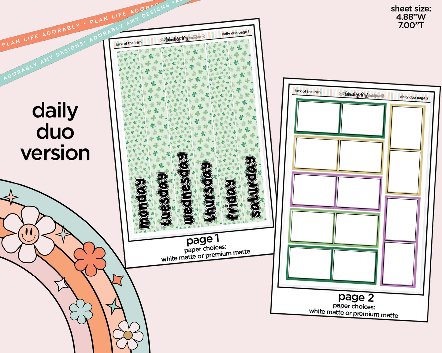 Daily Duo Luck of the Irish Weekly Planner Sticker Kit for Daily Duo Planner