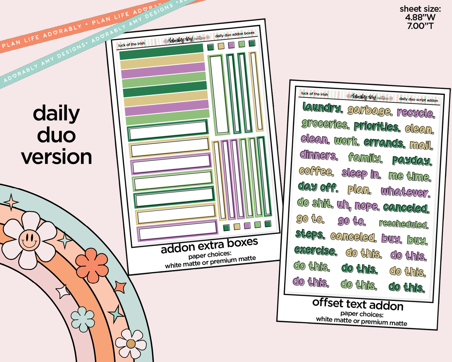 Daily Duo Luck of the Irish Weekly Planner Sticker Kit for Daily Duo Planner