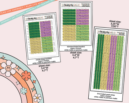 Foiled Luck of the Irish Headers or Long Strips Planner Stickers for any Planner or Insert