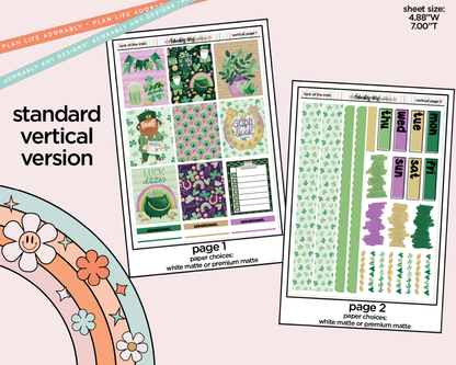 Vertical Luck of the Irish Weekly Sticker Kit for Vertical Standard Size Planners or Insert