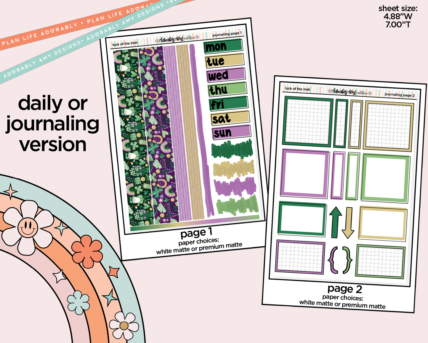 Journaling and Daily Planning Luck of the Irish Planner Sticker Kit