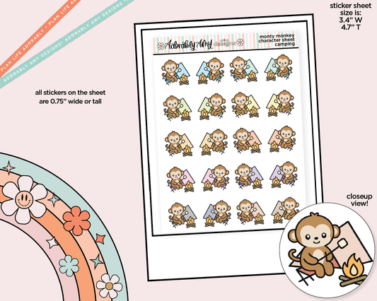 Monty the Monkey Camping Decoration Character Planner Stickers