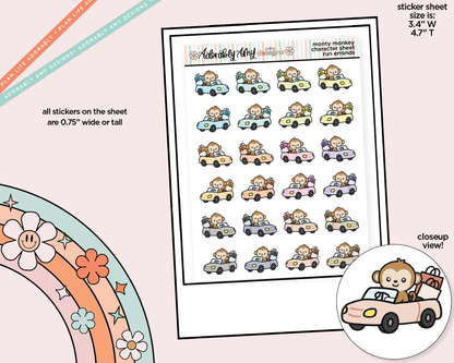 Monty the Monkey Run Errands - Out Driving Decoration Character Planner Stickers