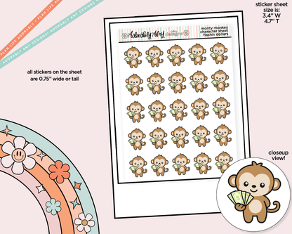 Monty the Monkey Flashin' Dollar Bills Decoration Character Planner Stickers