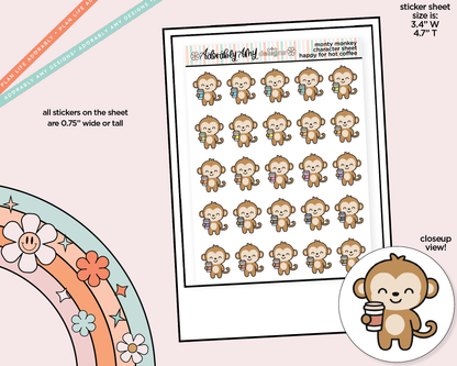 Monty the Monkey Happy for Hot Coffee Decoration Character Planner Stickers