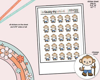 Monty the Monkey Hiking Decoration Character Planner Stickers
