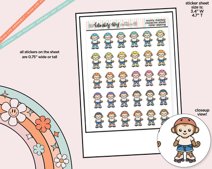 Monty the Monkey Roller Skating Decoration Character Planner Stickers