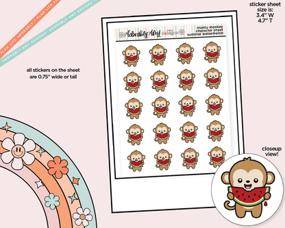 Monty the Monkey Summer Watermelon Decoration Character Planner Stickers