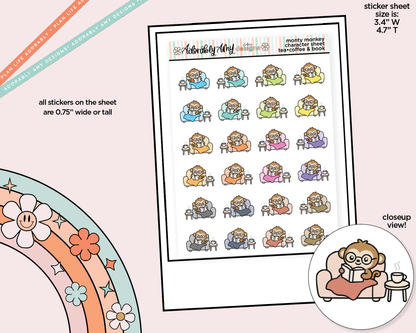 Monty the Monkey Tea (or Coffee) & a Book Decoration Character Planner Stickers