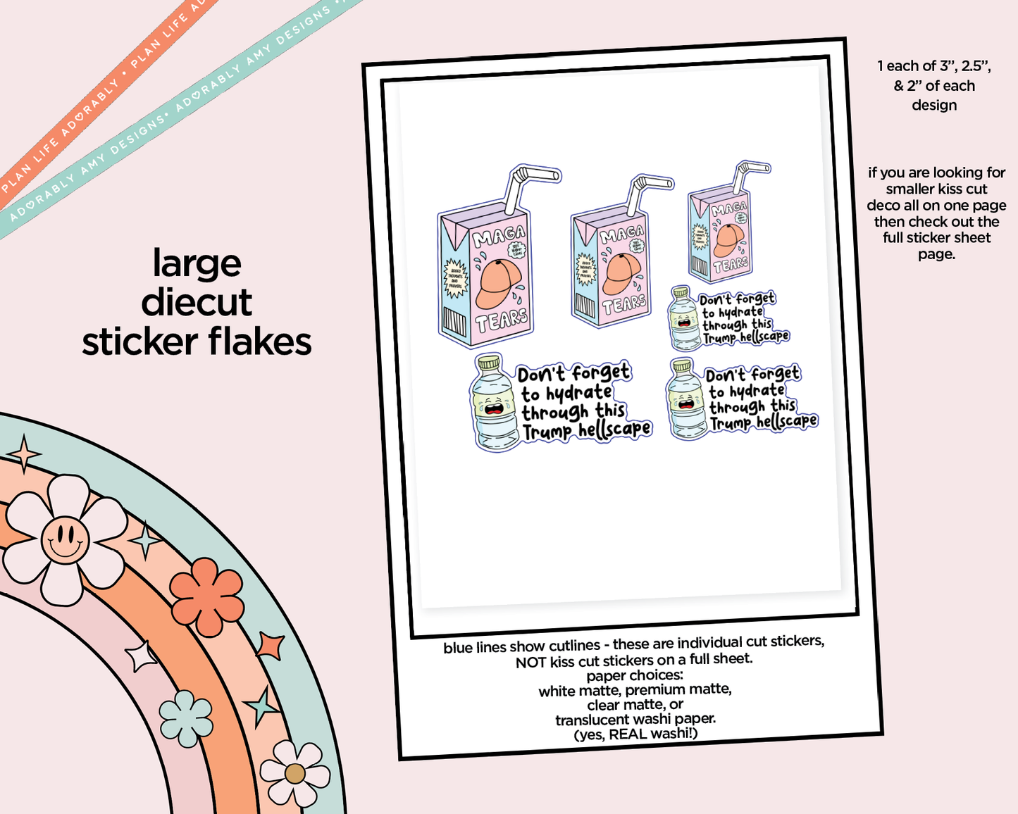 MAGA Tears Anti-Trump Themed Typography Sampler Planner Stickers