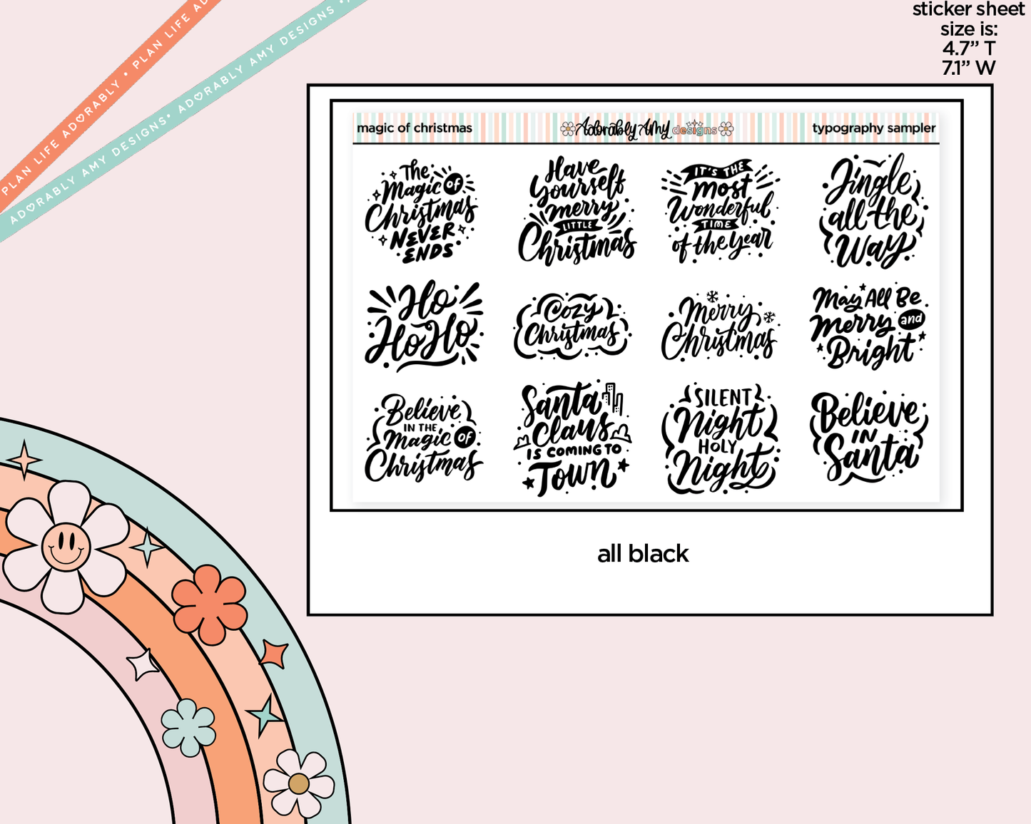 Magic of Christmas Deco Typography Sampler Planner Stickers