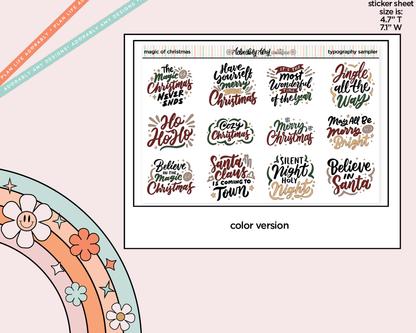 Magic of Christmas Deco Typography Sampler Planner Stickers