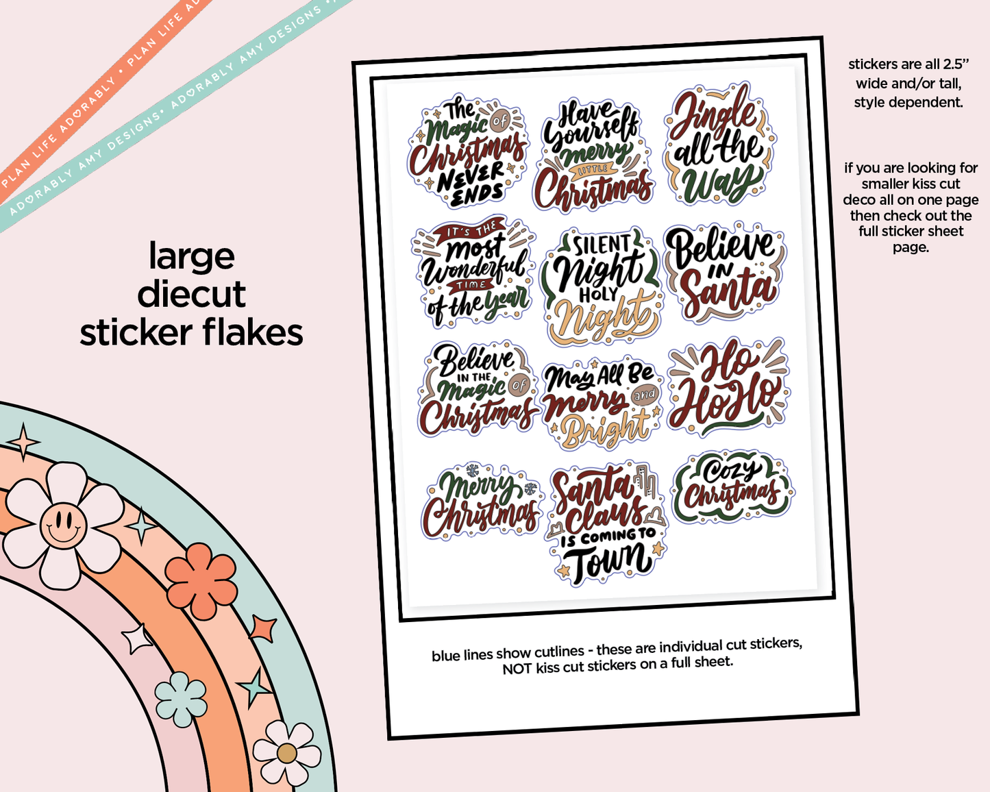 Magic of Christmas Deco Typography Sampler Planner Stickers