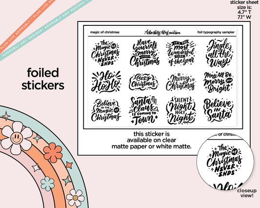 Foiled Magic of Christmas Deco Typography Sampler Planner Stickers