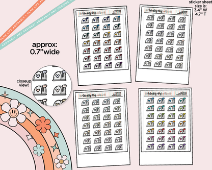 Rainbow Mailboxes Doodled Stickers for any Planner or Insert