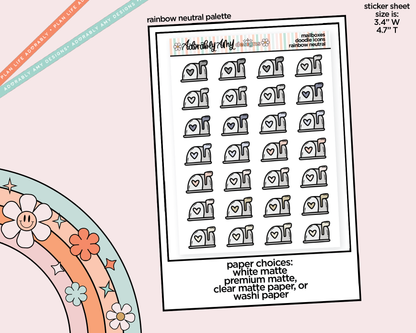 Rainbow Mailboxes Doodled Stickers for any Planner or Insert