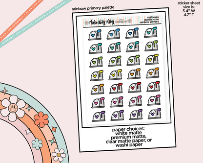 Rainbow Mailboxes Doodled Stickers for any Planner or Insert