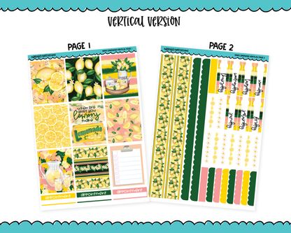 Vertical Make Lemonade Themed Planner Sticker Kit for Vertical Standard Size Planners or Inserts