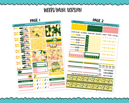 Mini B6/Weeks Make Lemonade Themed Weekly Planner Sticker Kit sized for ANY Vertical Insert