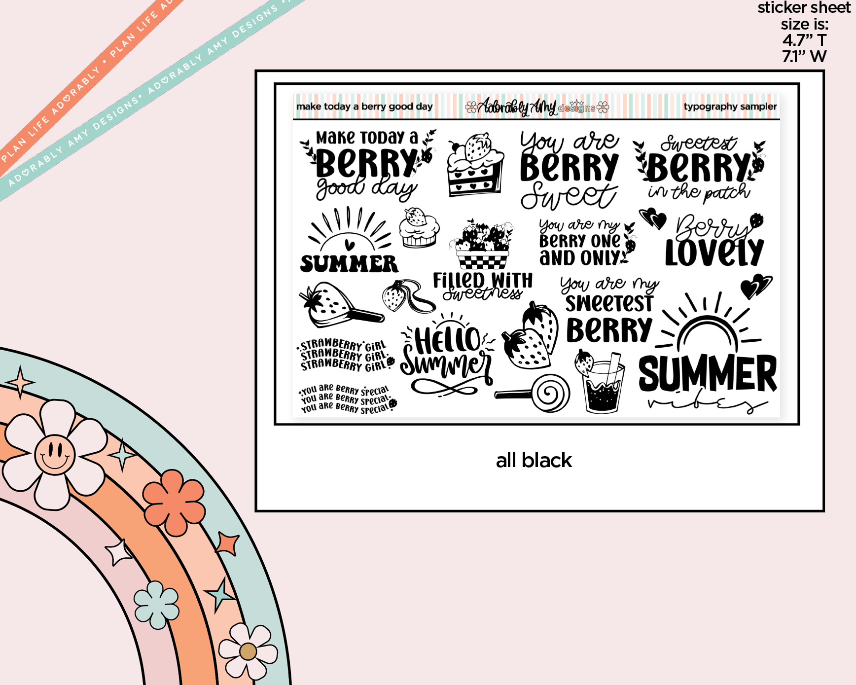 Make Today a Berry Good Day Deco Typography Sampler Planner Stickers - Adorably Amy Designs