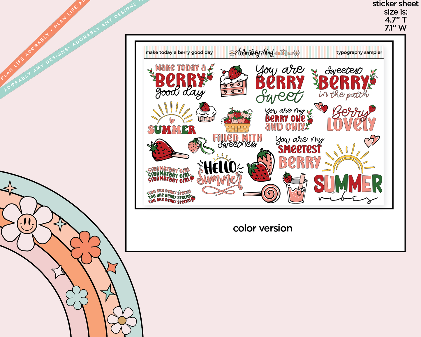 Make Today a Berry Good Day Deco Typography Sampler Planner Stickers - Adorably Amy Designs