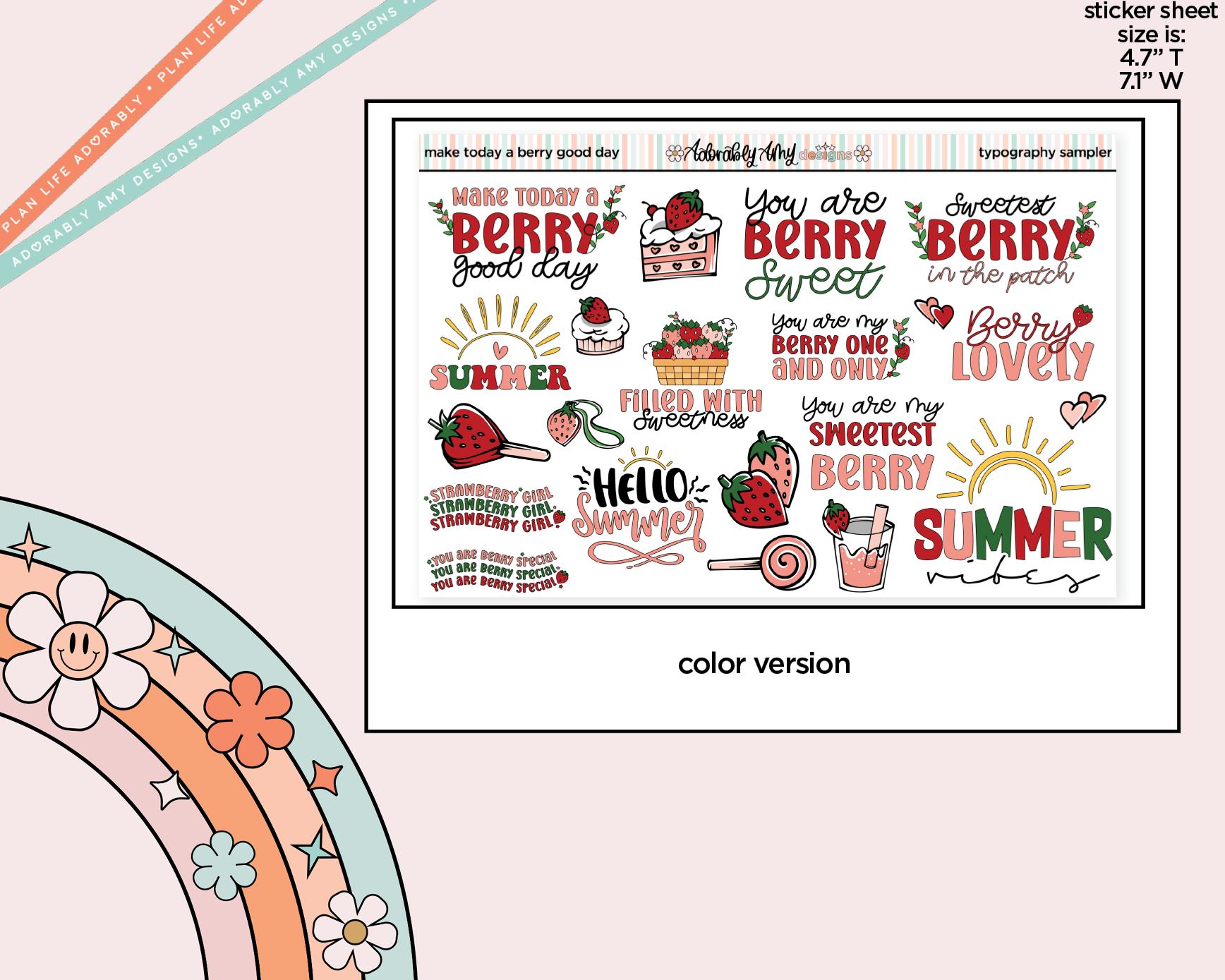 Make Today a Berry Good Day Deco Typography Sampler Planner Stickers - Adorably Amy Designs