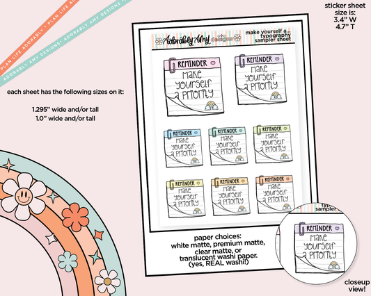 Make Yourself a Priority Typography Sampler Planner Stickers