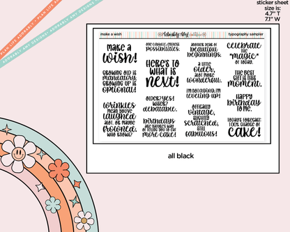 Make a Wish! Deco Typography Sampler Planner Stickers