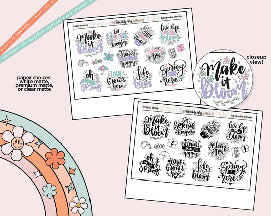 Make it Bloom Deco Typography Sampler Planner Stickers