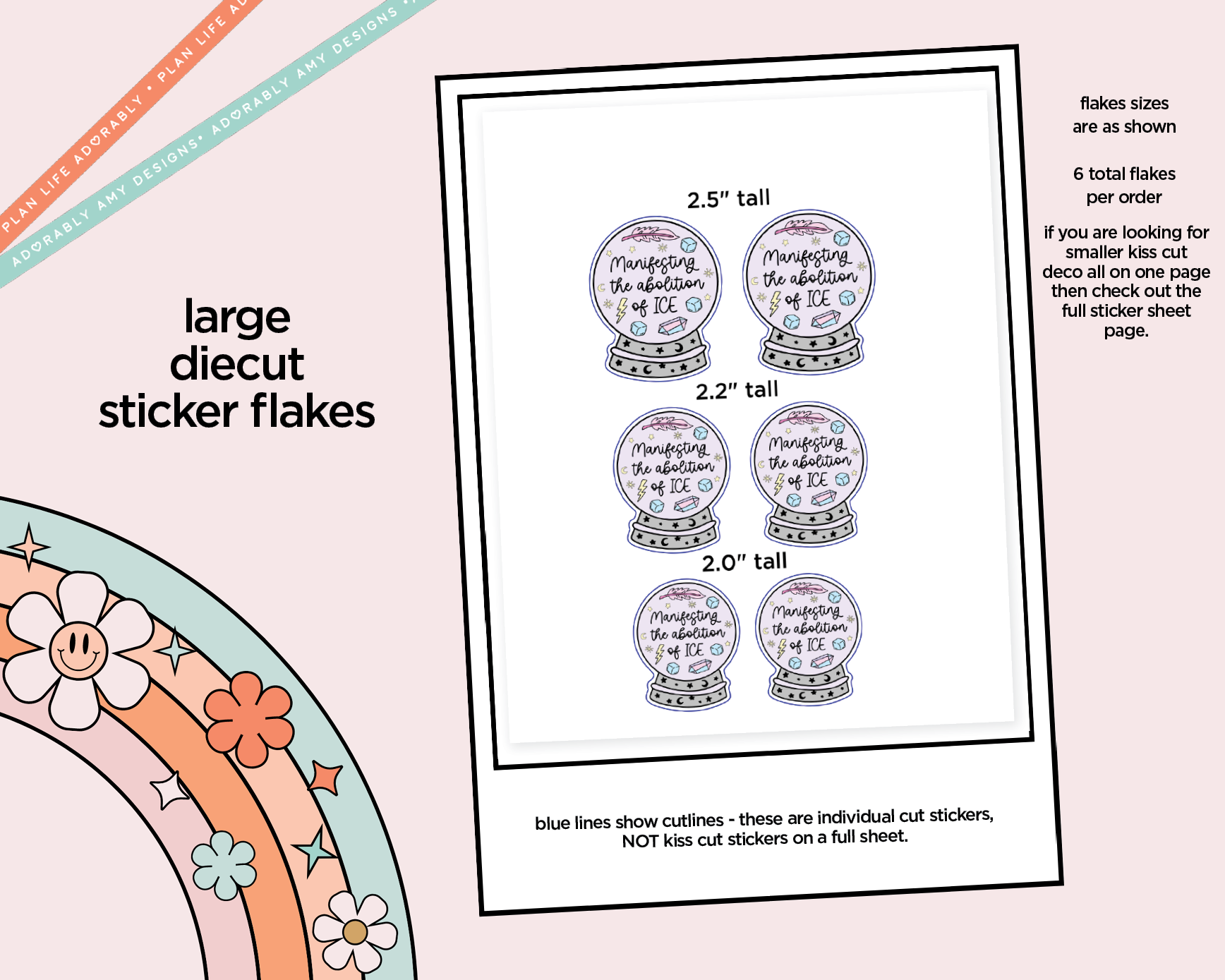 Manifesting the Abolition of ICE Typography Sampler Planner Stickers - Adorably Amy Designs